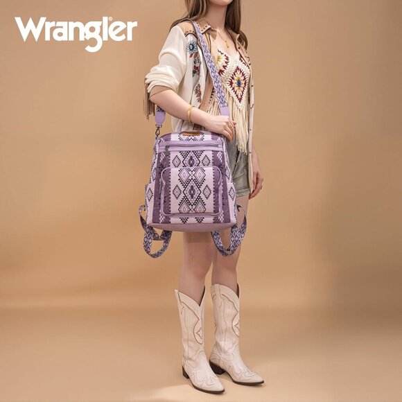 Stylish Wrangler Aztec Backpack Purse - Convertible & Multi-Pocket Design main image 6
